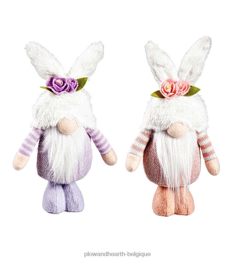 60H0822394 Plow & Hearth Gnomes en peluche avec oreilles de lapin, lot de 2 articles ménagers