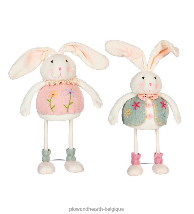 60H0822397 Plow & Hearth lapins qui bougent, lot de 2 articles ménagers