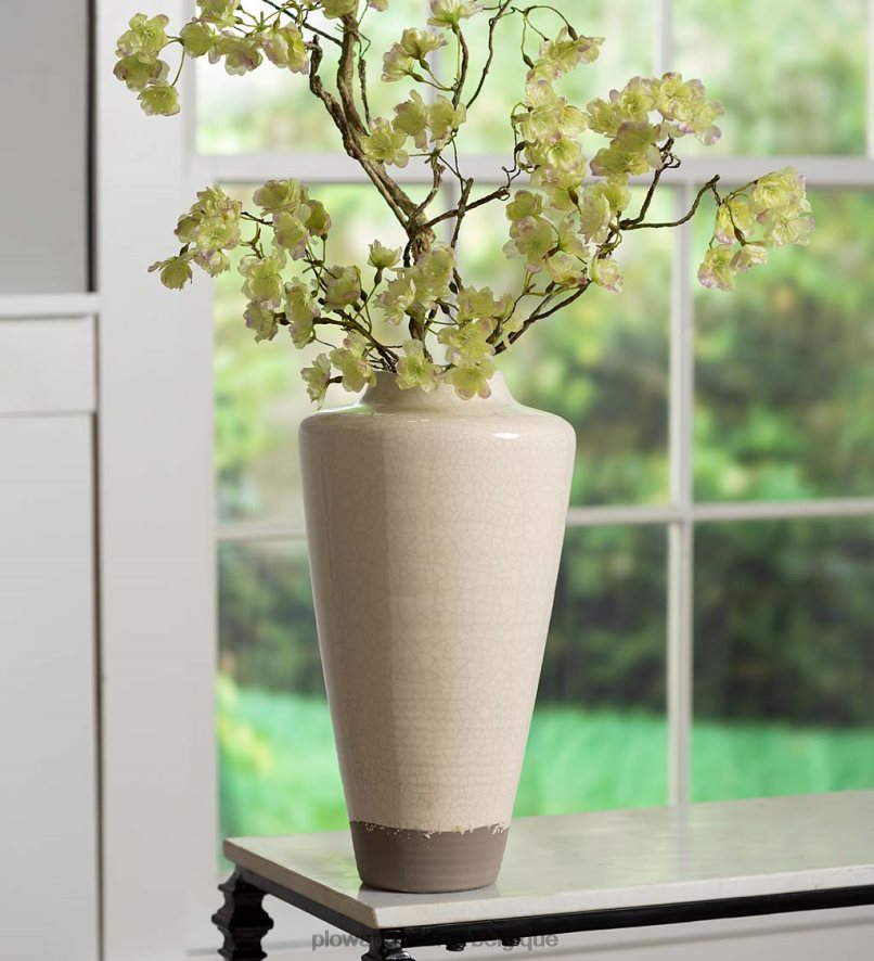 60H0822400 Plow & Hearth vase d’alexandrie en argile crépitant de coquille d’œuf fait à la main - coquille d’œuf articles ménagers