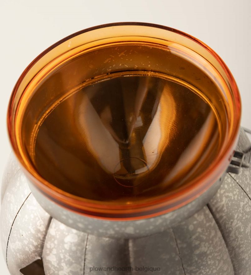 60H0822423 Plow & Hearth lanterne en métal citrouille d'Halloween avec bougie LED vacillante - argent articles ménagers