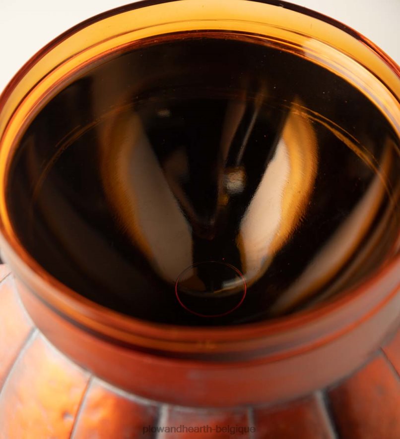 60H0822423 Plow & Hearth lanterne en métal citrouille d'Halloween avec bougie LED vacillante - argent articles ménagers