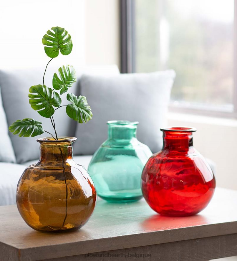 60H0822465 Plow & Hearth vase ballon ovale en verre recyclé - rose articles ménagers