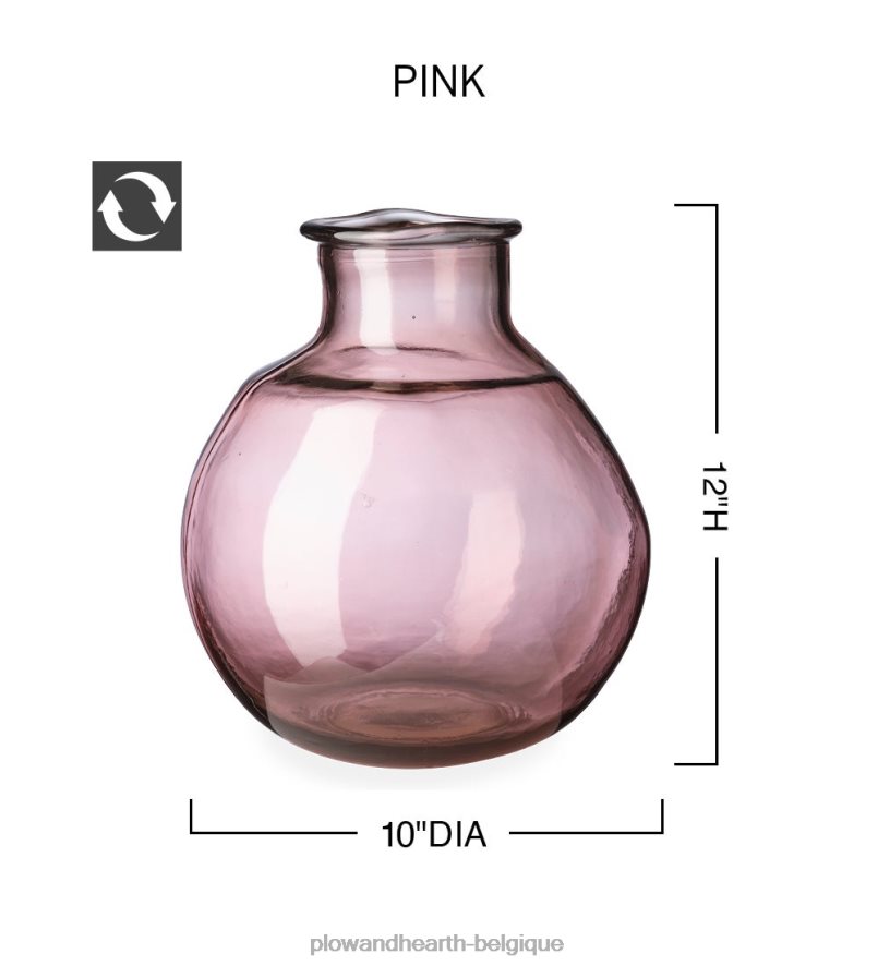 60H0822465 Plow & Hearth vase ballon ovale en verre recyclé - rose articles ménagers