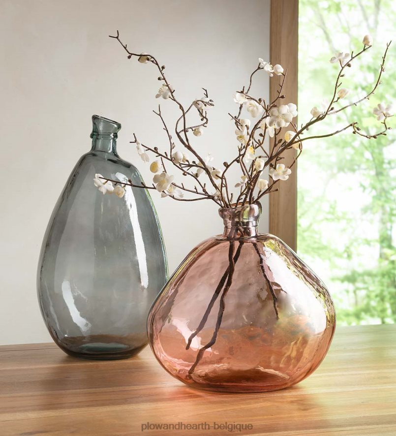 60H0822481 Plow & Hearth vases ballons en verre recyclé rose et gris, lot de 2 - rose/gris articles ménagers