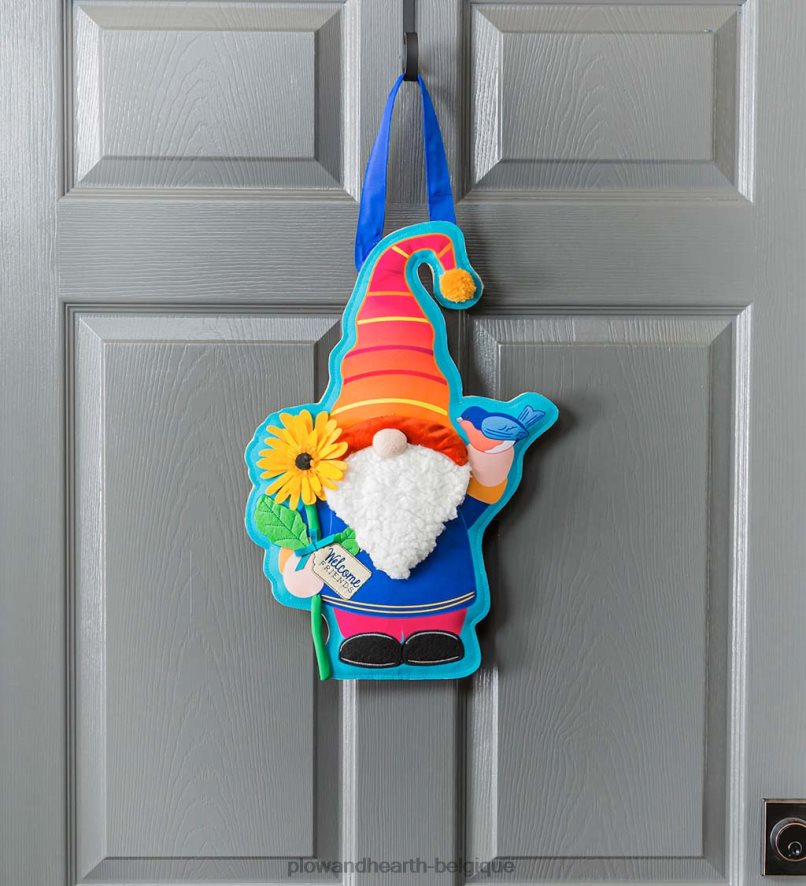 60H0821588 Plow & Hearth décoration de porte de gnome de jardin en toile de jute suspendue articles ménagers