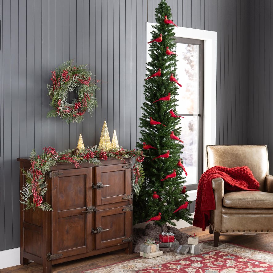 60H0821696 Plow & Hearth couronne de vacances de pins glacés de Chesterfield articles ménagers