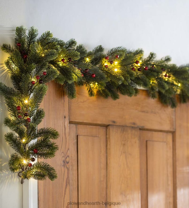 60H0821705 Plow & Hearth guirlande de vacances lumineuse gaulthérie articles ménagers