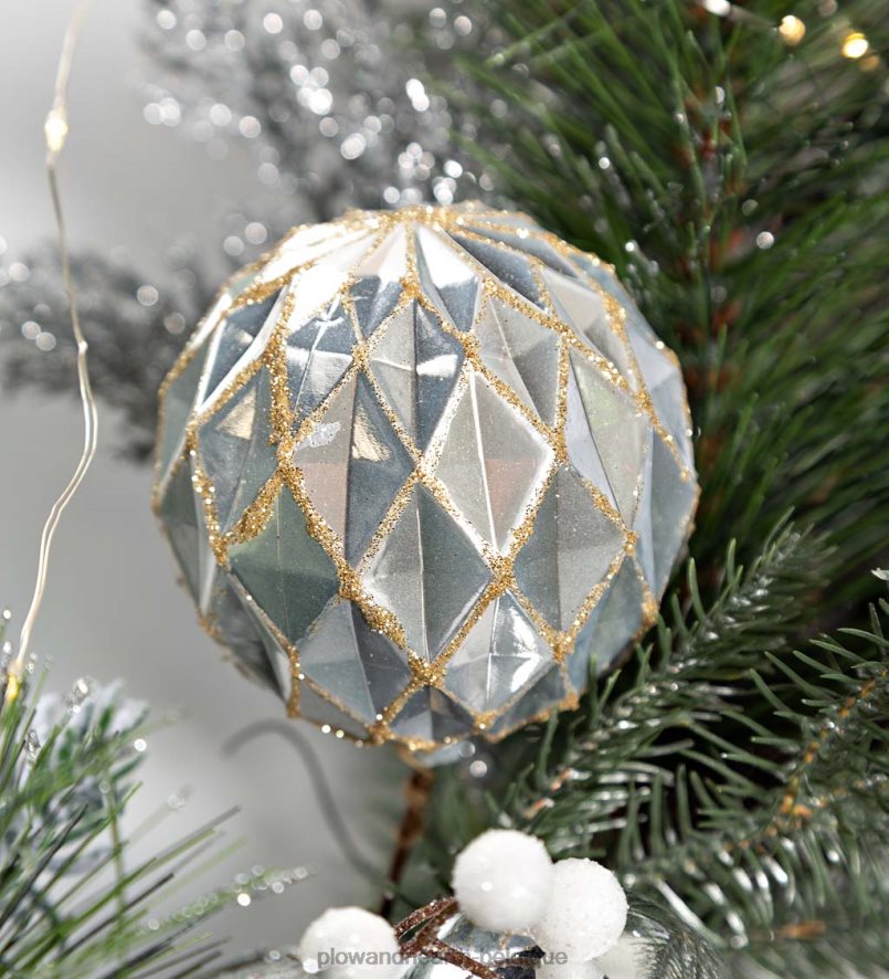 60H0821707 Plow & Hearth guirlande de vacances à feuilles persistantes argentée éclairée articles ménagers