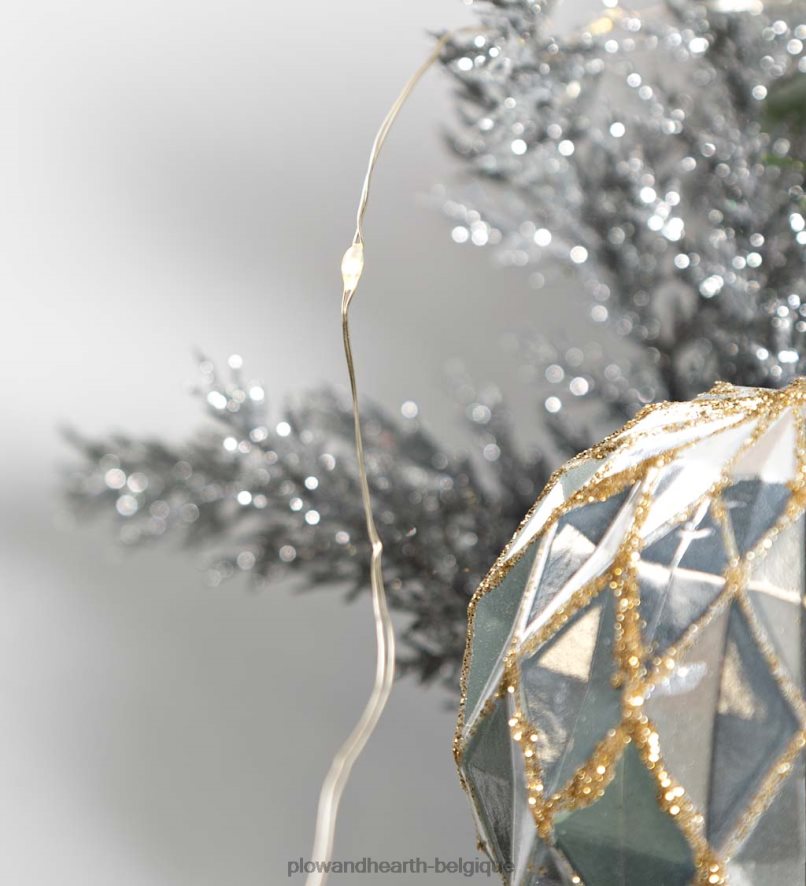 60H0821707 Plow & Hearth guirlande de vacances à feuilles persistantes argentée éclairée articles ménagers