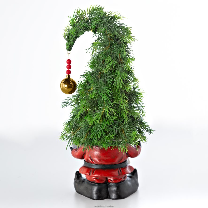 60H0821683 Plow & Hearth Nain de jardin d'arbre de Noël éclairé de vacances avec cadeau articles ménagers