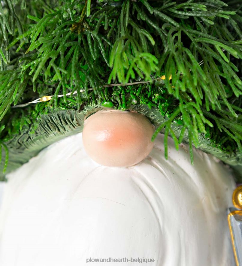 60H0821683 Plow & Hearth Nain de jardin d'arbre de Noël éclairé de vacances avec cadeau articles ménagers