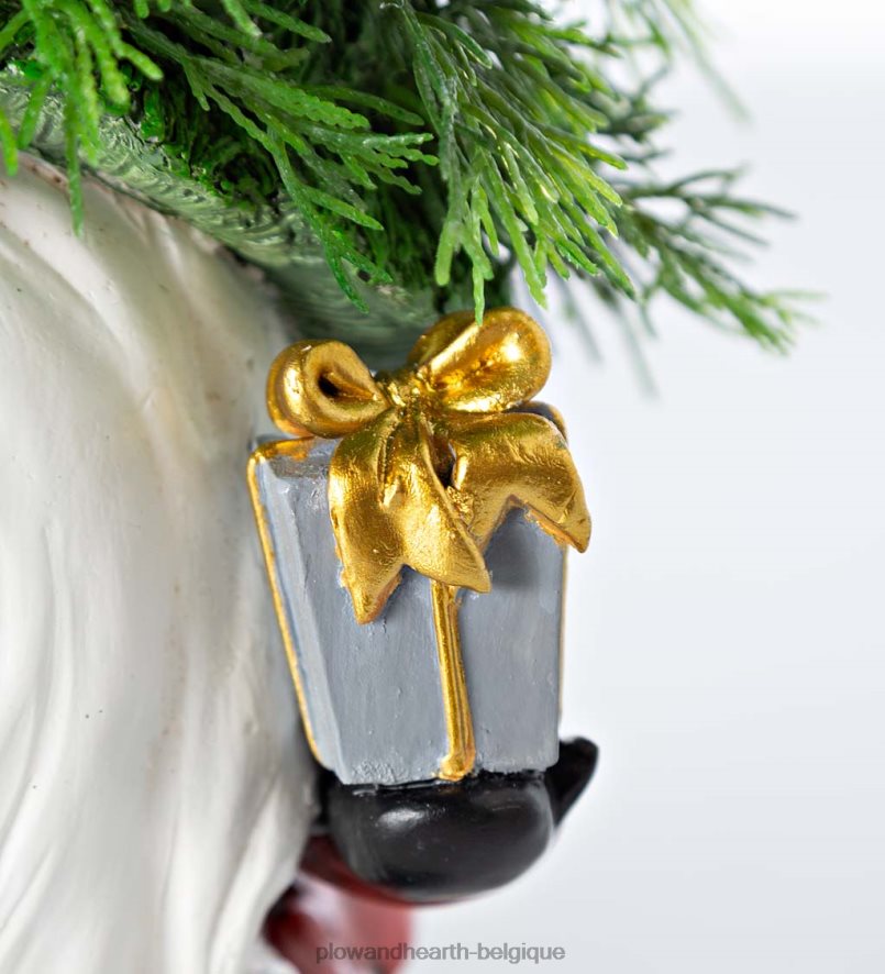 60H0821683 Plow & Hearth Nain de jardin d'arbre de Noël éclairé de vacances avec cadeau articles ménagers