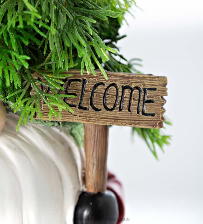 60H0821692 Plow & Hearth Nain de jardin d'arbre de Noël éclairé de vacances avec panneau de bienvenue articles ménagers