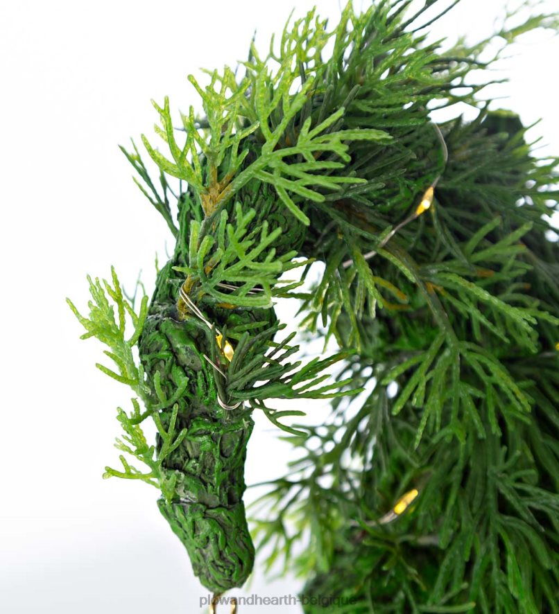 60H0821692 Plow & Hearth Nain de jardin d'arbre de Noël éclairé de vacances avec panneau de bienvenue articles ménagers