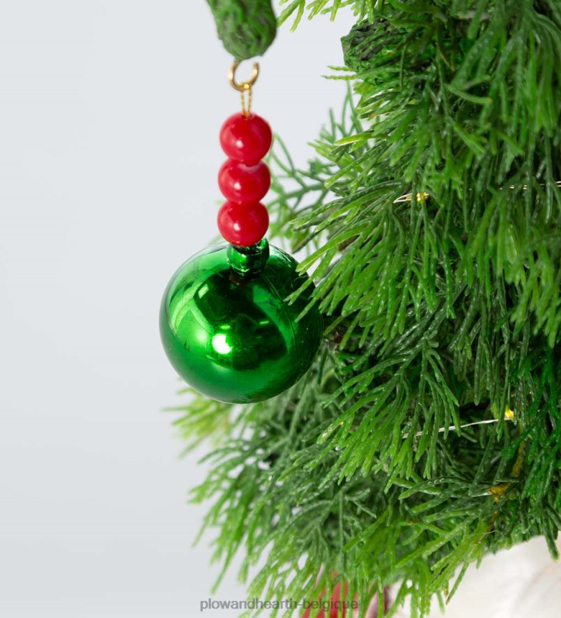 60H0821692 Plow & Hearth Nain de jardin d'arbre de Noël éclairé de vacances avec panneau de bienvenue articles ménagers