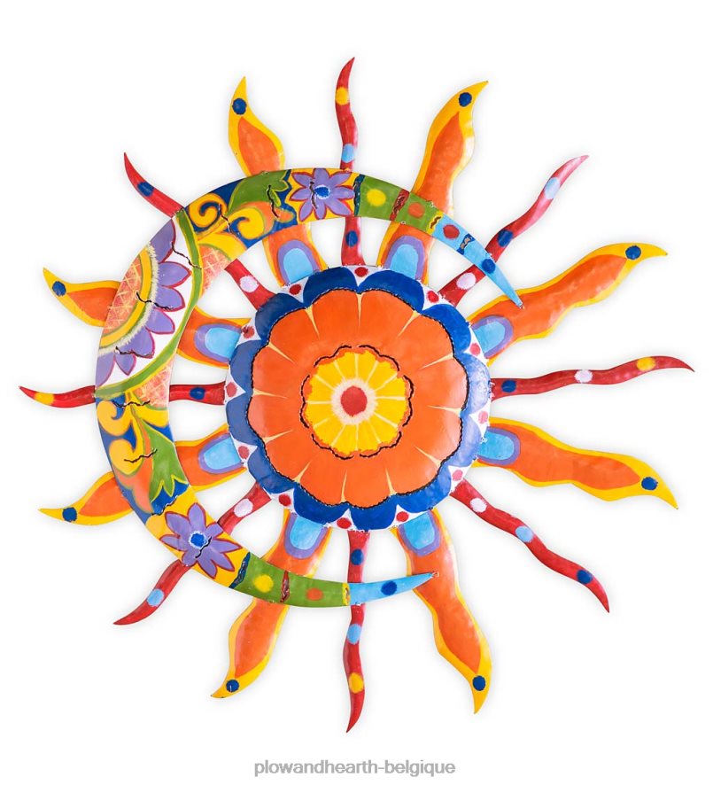 60H0821500 Plow & Hearth talavera soleil et lune art mural en métal peint articles ménagers