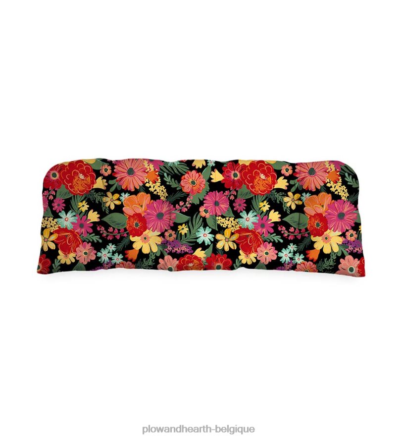 60H0821505 Plow & Hearth coussin de balançoire/banc arrondi classique, 41 3/4 x 18 3/4 x 3 - géranium campagnard articles ménagers