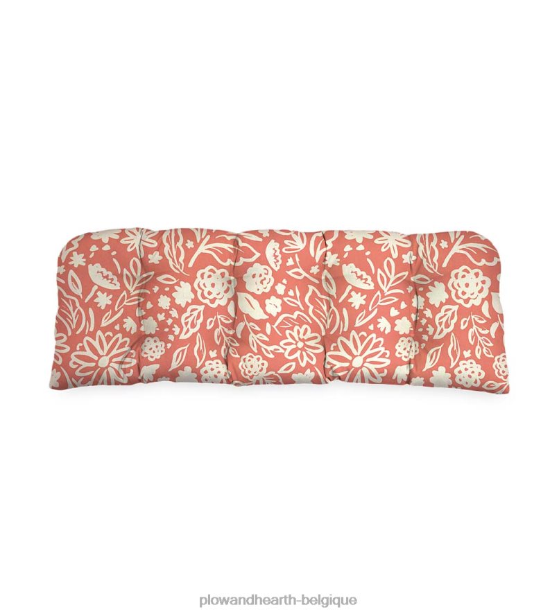 60H0821505 Plow & Hearth coussin de balançoire/banc arrondi classique, 41 3/4 x 18 3/4 x 3 - géranium campagnard articles ménagers