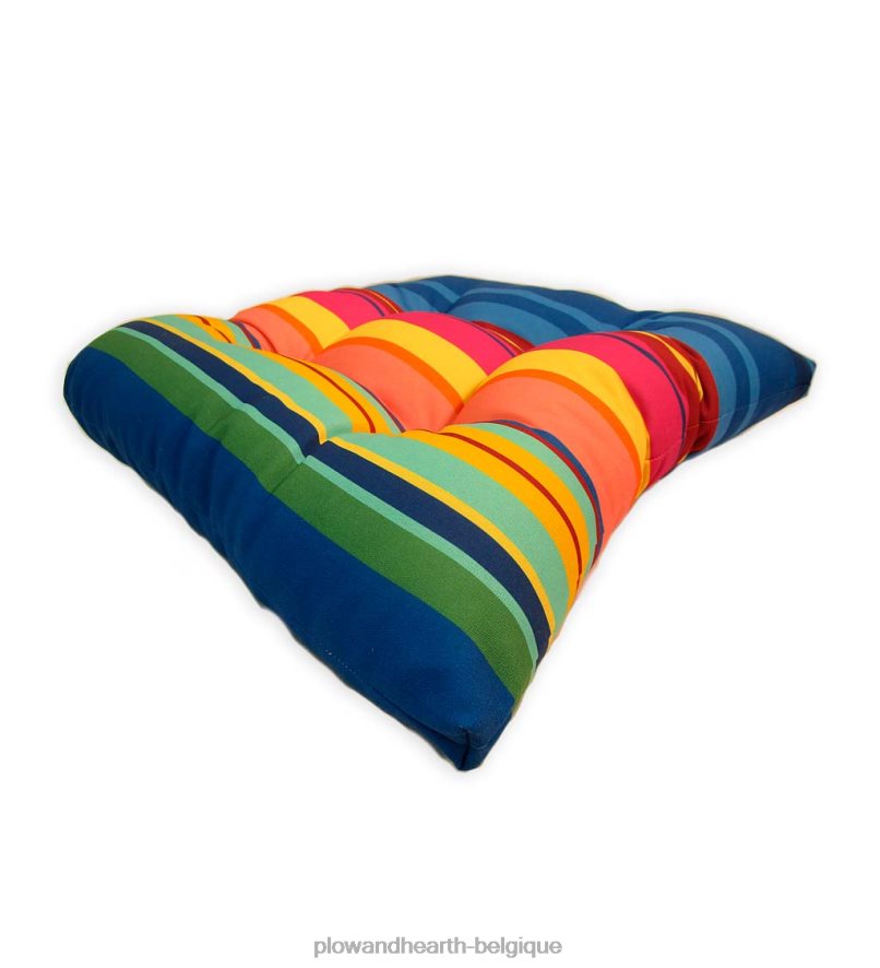 60H0821520 Plow & Hearth coussin de chaise rond classique, 18 dia. x 3 - rayure Palerme articles ménagers