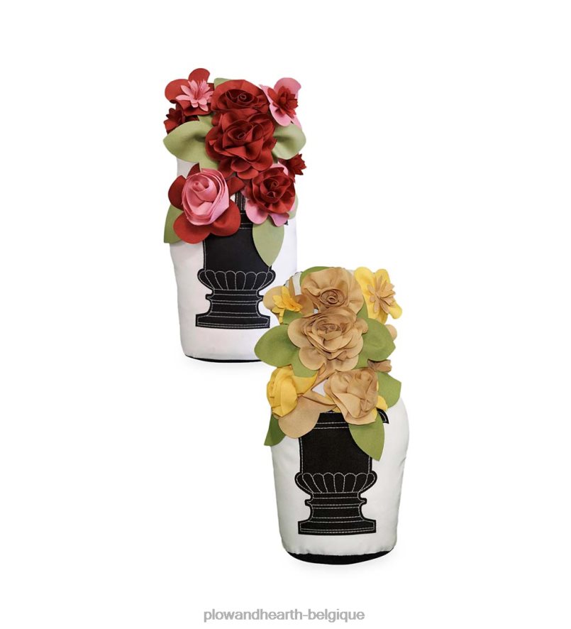 60H0821537 Plow & Hearth Butée de porte boutons de rose en pot intérieur/extérieur - or articles ménagers