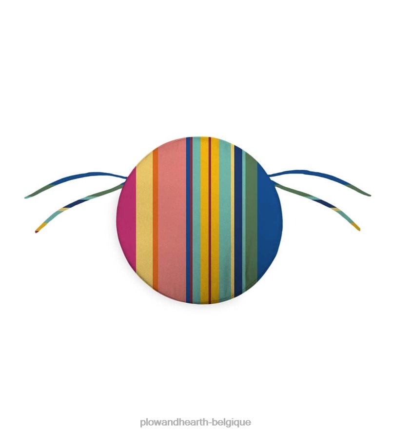 60H0821557 Plow & Hearth coussin de chaise rond classique avec attaches, 16 dia. x 2 - poussée des pétales articles ménagers