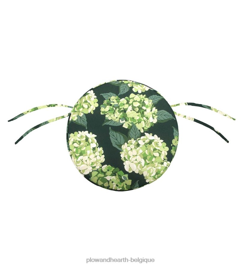 60H0821557 Plow & Hearth coussin de chaise rond classique avec attaches, 16 dia. x 2 - poussée des pétales articles ménagers