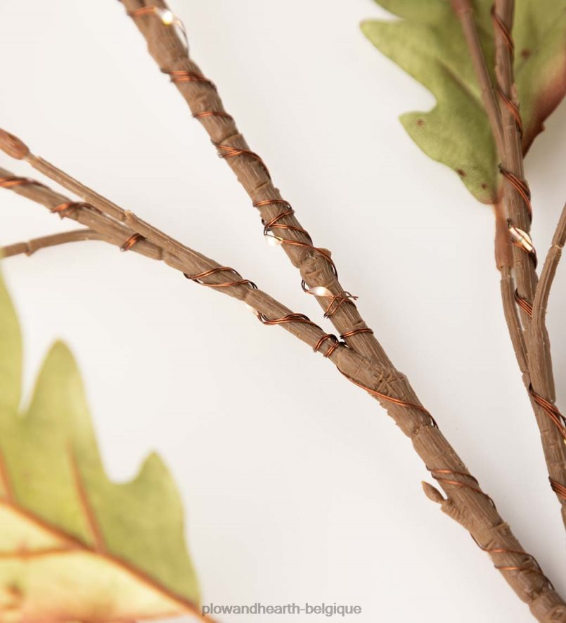 60H0821582 Plow & Hearth Branches de chêne mousse éclairées intérieur/extérieur, lot de 2 articles ménagers