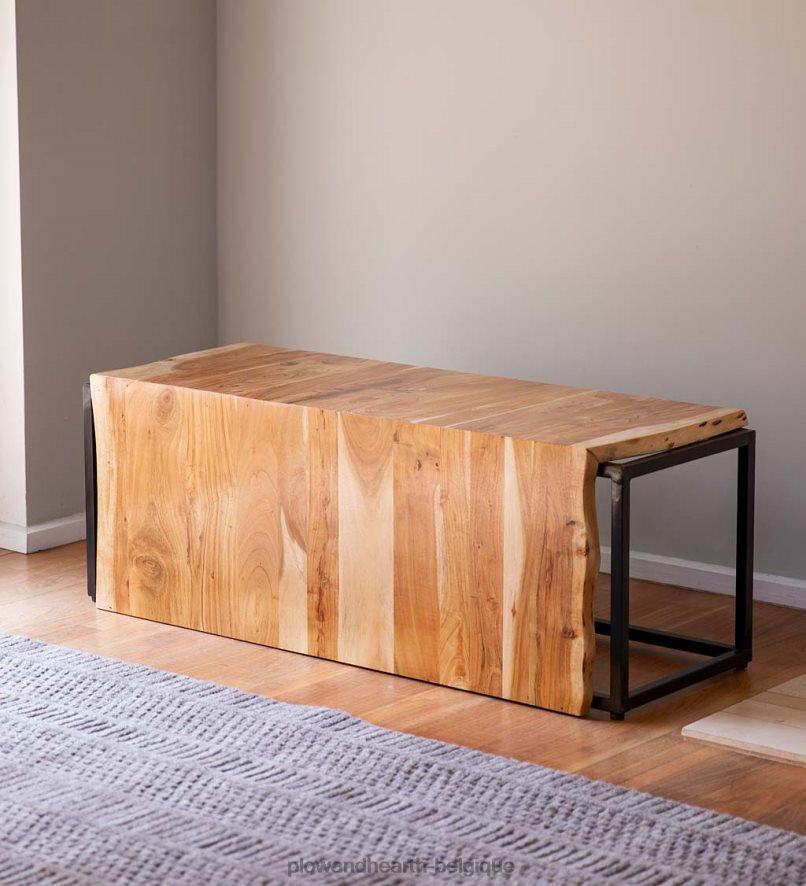 60H0822068 Plow & Hearth banc cascade en bois d'acacia live-edge articles ménagers