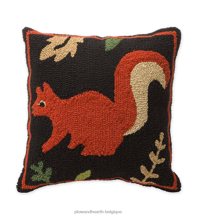 60H0821222 Plow & Hearth oreiller accroché bois intérieur/extérieur avec écureuil articles ménagers
