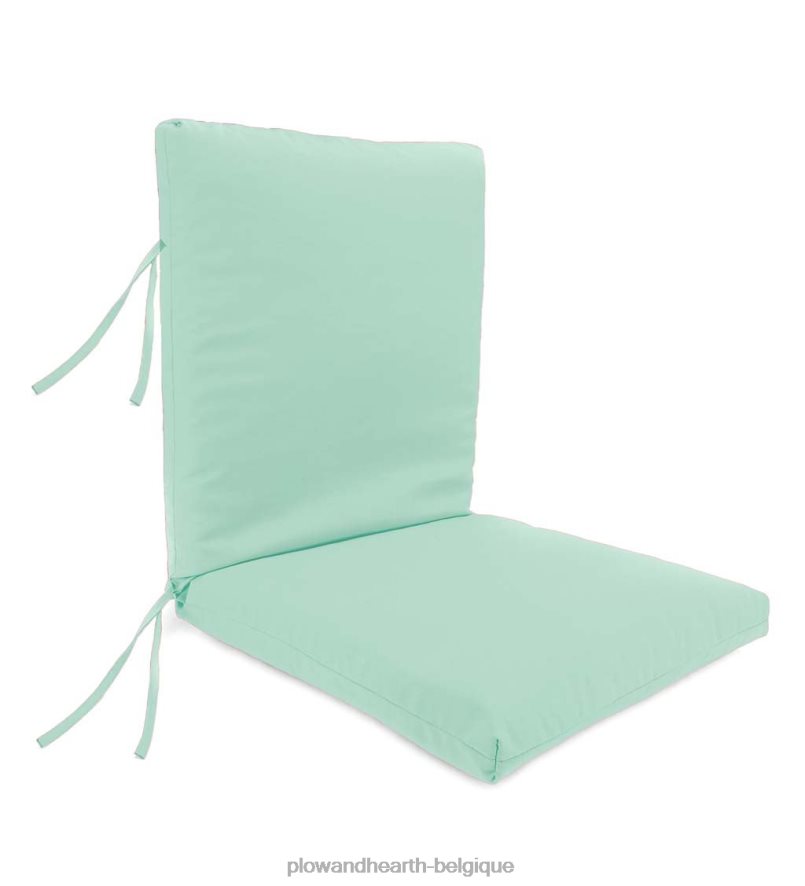 60H0821188 Plow & Hearth coussin de fauteuil club classique avec attaches, 22 x 44 x 4 - bleu tranquille articles ménagers