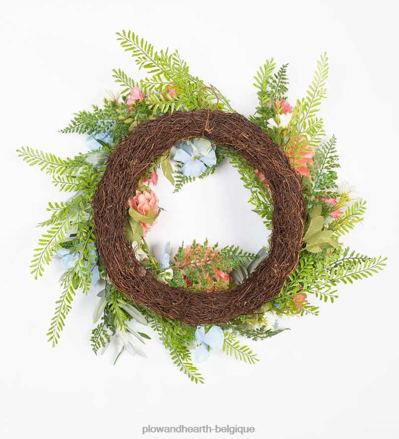 60H0821656 Plow & Hearth fausse couronne florale de dahlia et de fougère articles ménagers