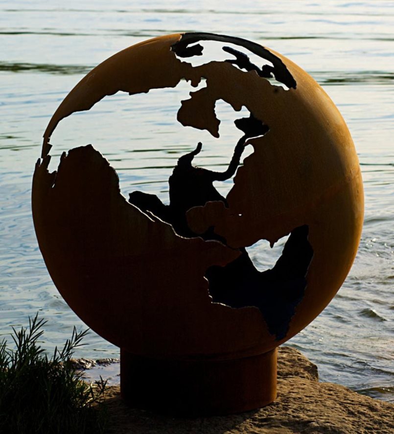 60H0821605 Plow & Hearth art de foyer de fabrication américaine troisième foyer de globe de roche articles ménagers