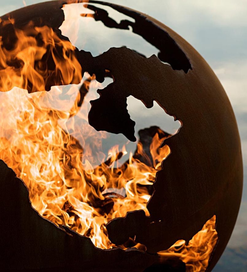 60H0821605 Plow & Hearth art de foyer de fabrication américaine troisième foyer de globe de roche articles ménagers