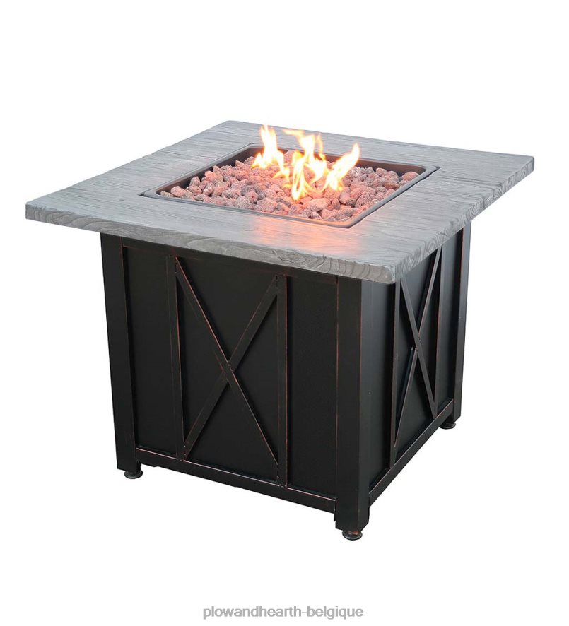 60H0821607 Plow & Hearth Foyer extérieur au gaz propane Delwood avec manteau en résine articles ménagers