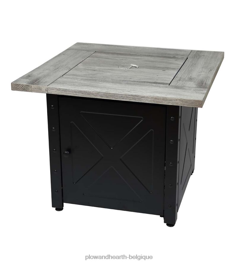 60H0821619 Plow & Hearth Foyer extérieur au gaz LP Barnesdale avec manteau en résine imprimée, 30 articles ménagers