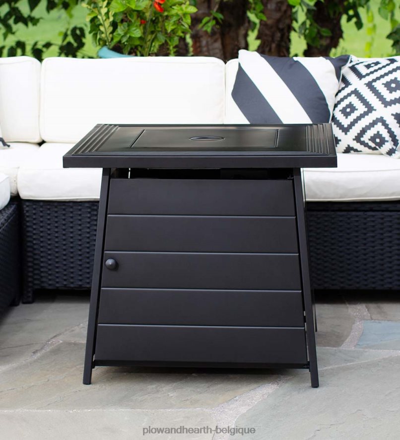 60H0821628 Plow & Hearth foyer extérieur au gaz propane cason avec manteau en acier, 28 articles ménagers