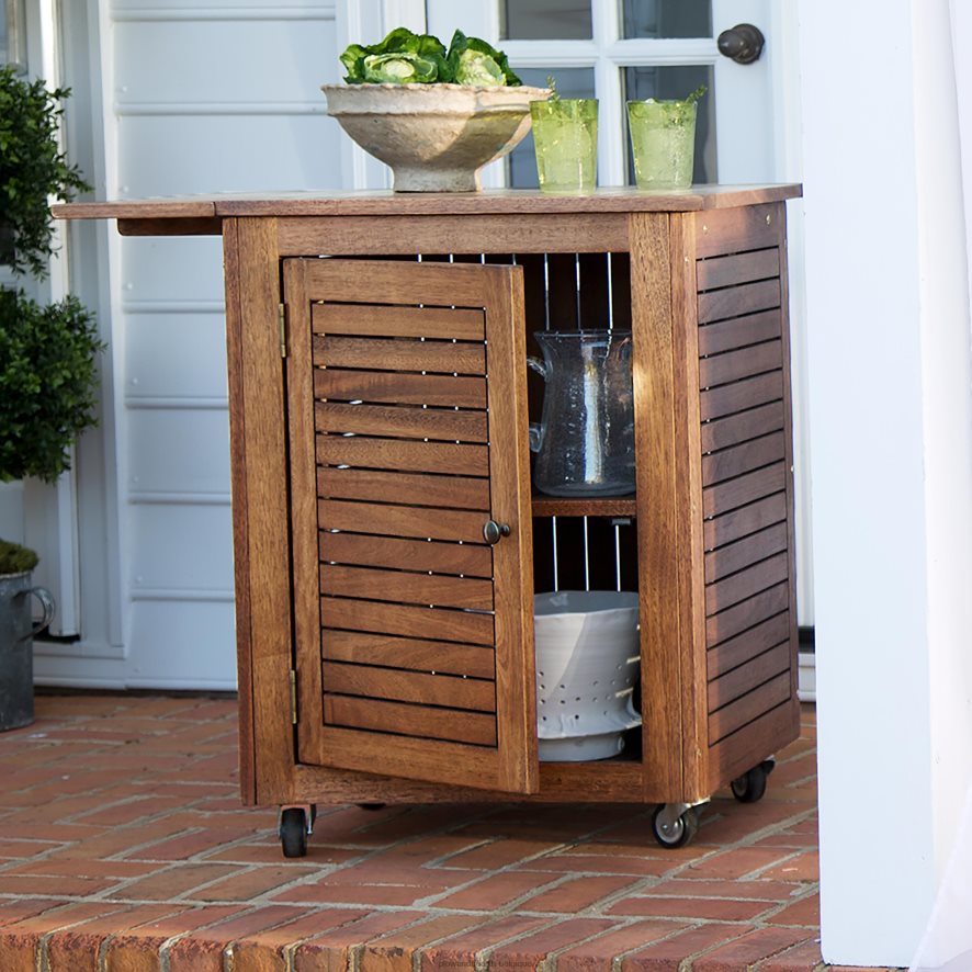 60H0821087 Plow & Hearth chariots roulants en bois d'eucalyptus, collection de meubles d'extérieur Lancaster articles ménagers