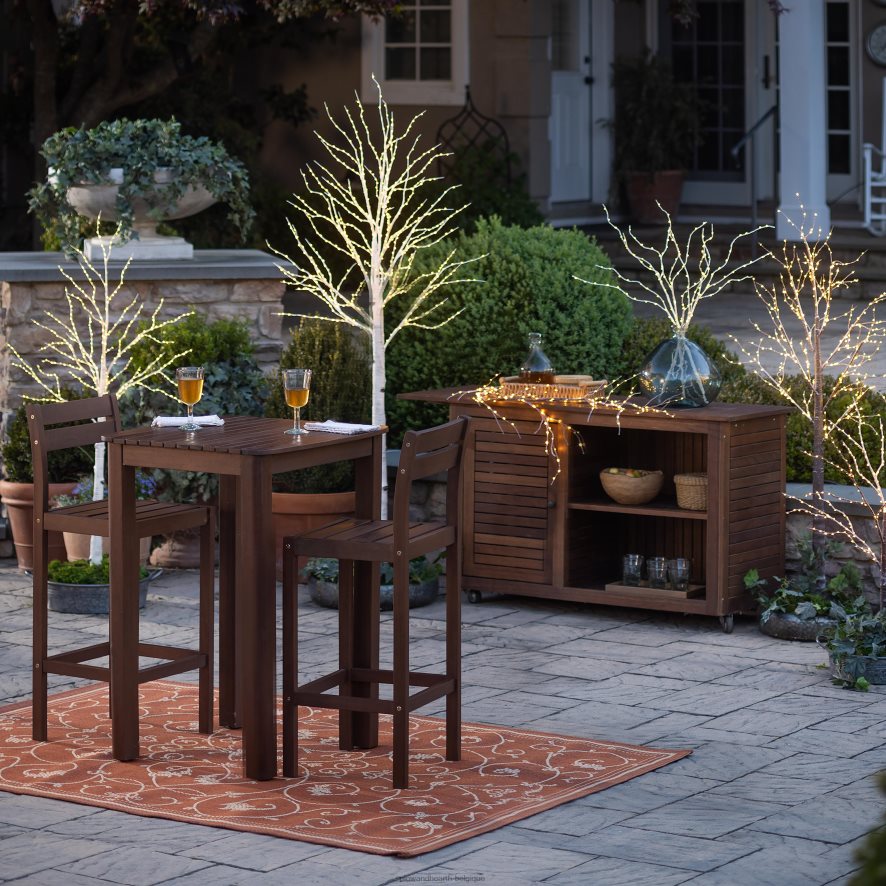 60H0821087 Plow & Hearth chariots roulants en bois d'eucalyptus, collection de meubles d'extérieur Lancaster articles ménagers