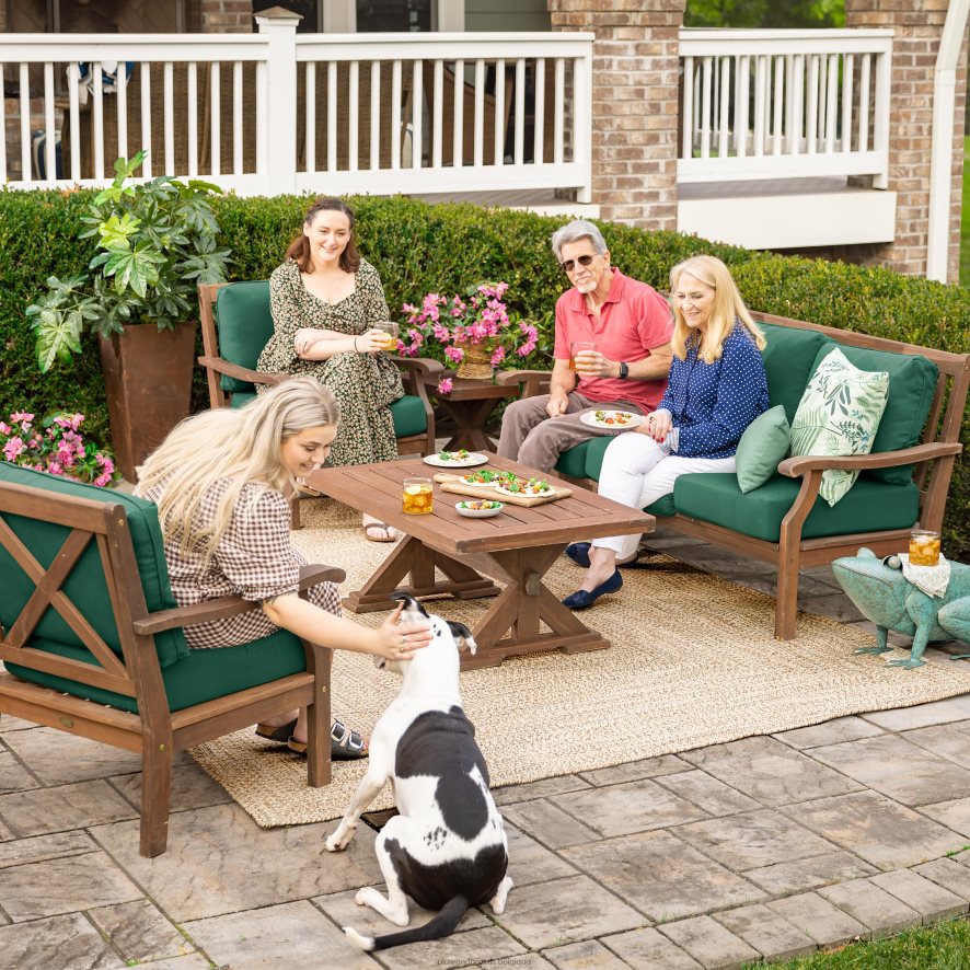 60H0821090 Plow & Hearth Collection de sièges Claremont, mobilier d'extérieur en bois d'eucalyptus articles ménagers