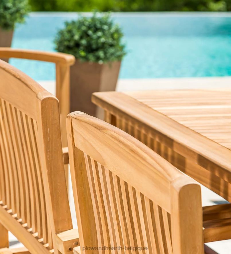 60H0821121 Plow & Hearth chaises en bois de teck, set de 2 articles ménagers