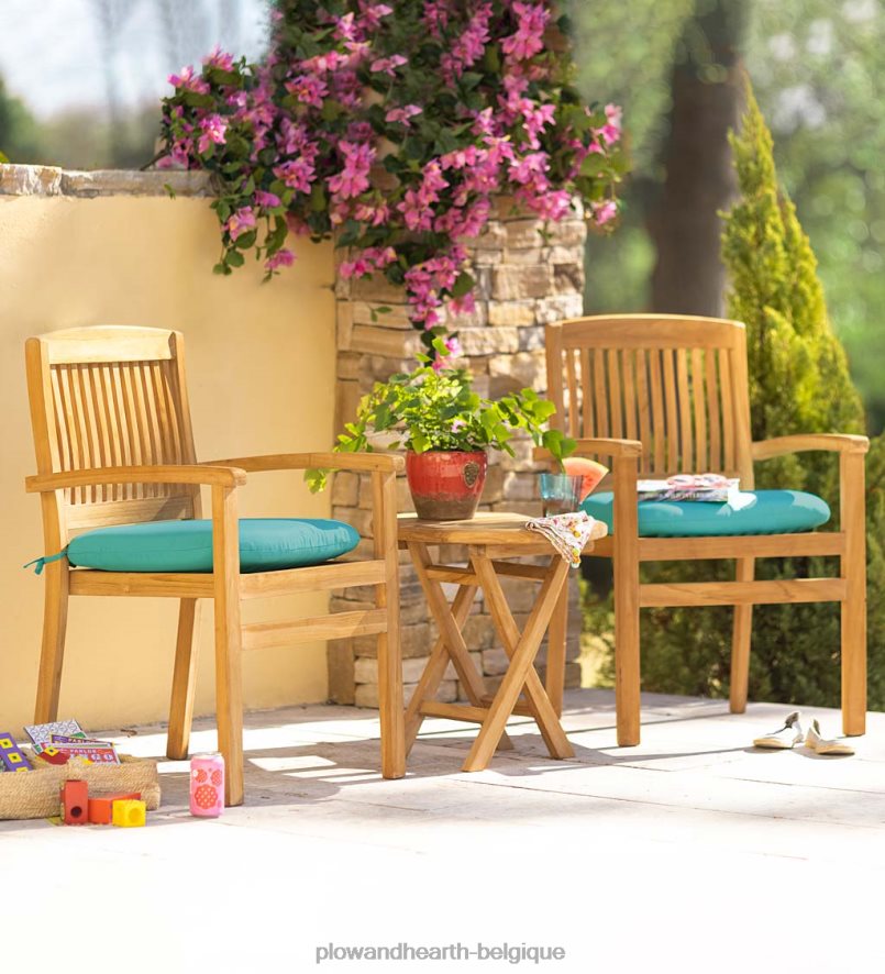 60H0821121 Plow & Hearth chaises en bois de teck, set de 2 articles ménagers