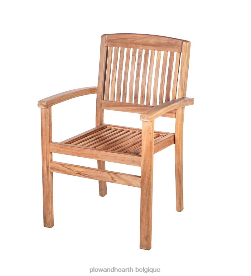 60H0821121 Plow & Hearth chaises en bois de teck, set de 2 articles ménagers