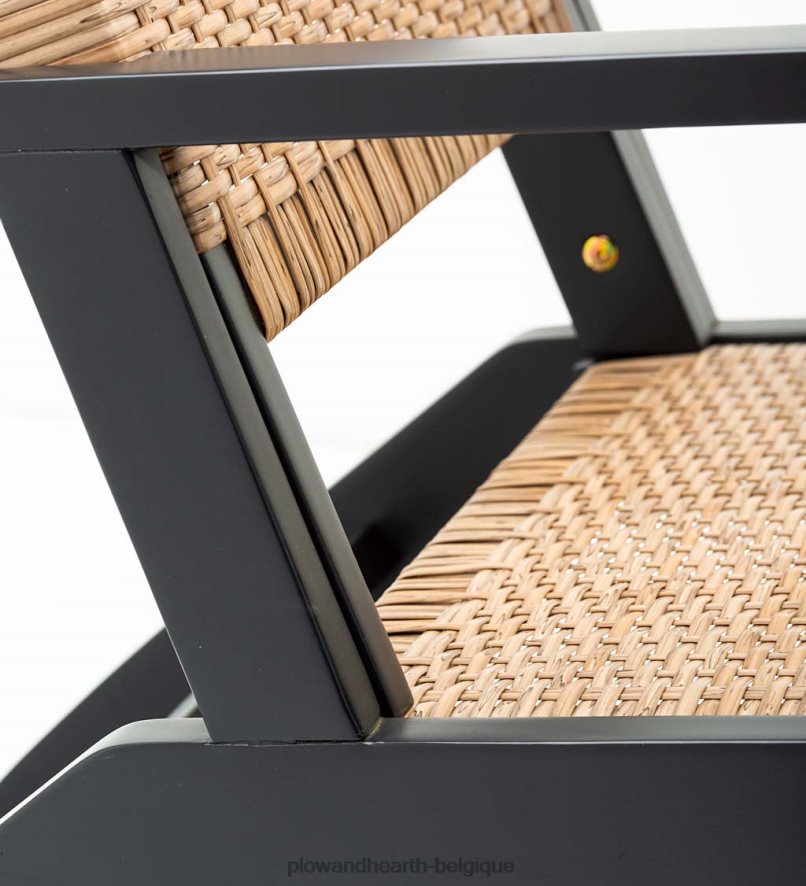 60H0821126 Plow & Hearth Claytor eucalyptus outdoor 2 chaises et 2 poufs avec table, ensemble 5 pièces - noir articles ménagers