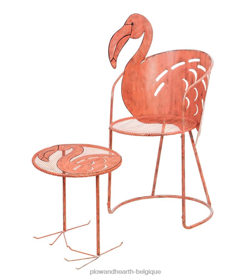 60H0821142 Plow & Hearth ensemble chaise et table d'appoint flamant rose articles ménagers