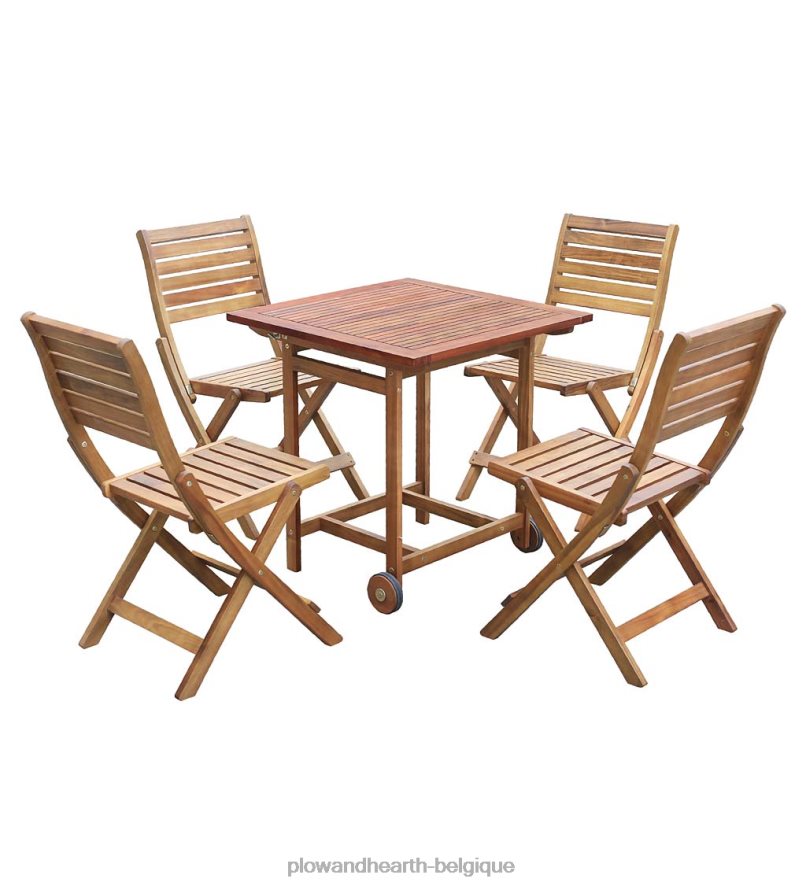 60H0821151 Plow & Hearth Ensemble de salle à manger intelligent portable en bois d'acacia Kingwood - naturel articles ménagers