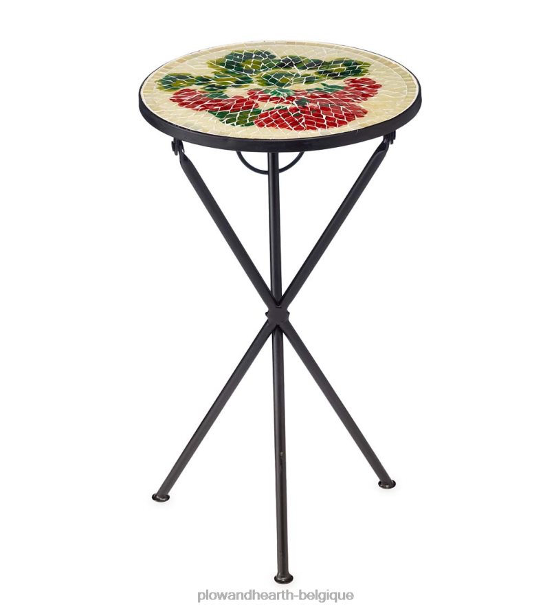 60H0821172 Plow & Hearth table d'appoint pliante en géranium intérieur/extérieur articles ménagers