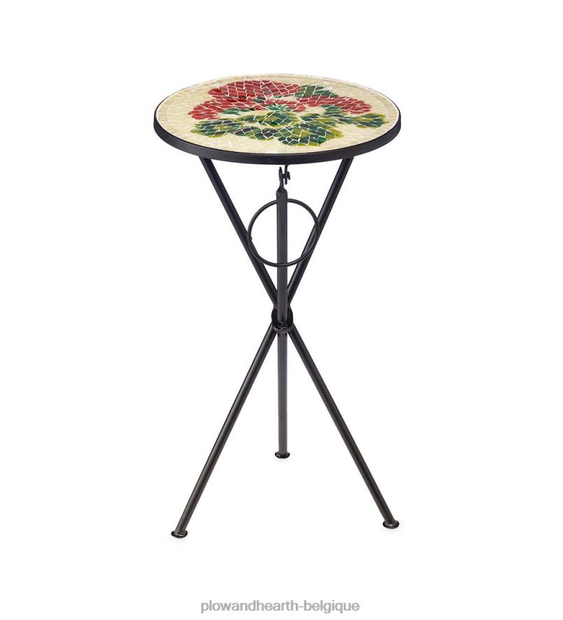 60H0821172 Plow & Hearth table d'appoint pliante en géranium intérieur/extérieur articles ménagers