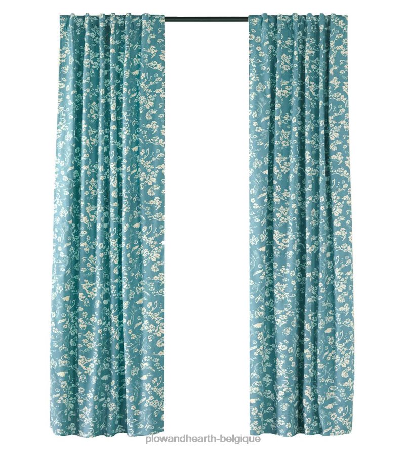 60H0823148 Plow & Hearth Panneau de rideau isolé à passe-tringle en damassé floral, 42 l x 63 l - rouge articles ménagers