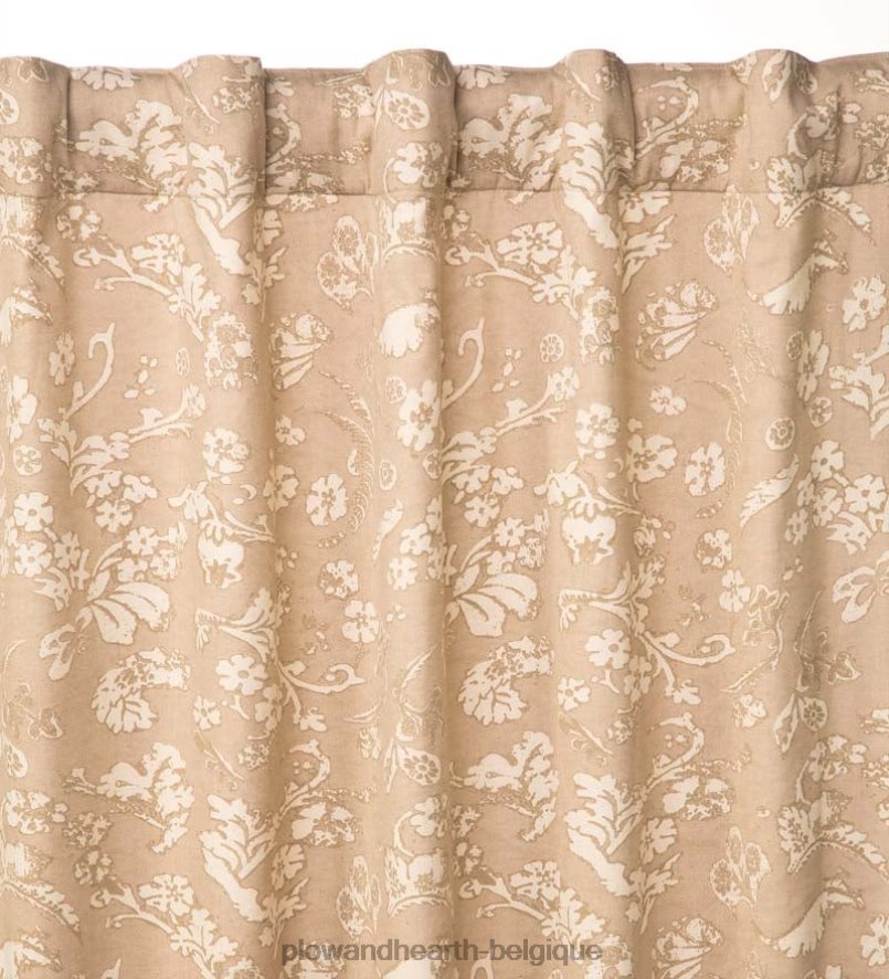 60H0823148 Plow & Hearth Panneau de rideau isolé à passe-tringle en damassé floral, 42 l x 63 l - rouge articles ménagers