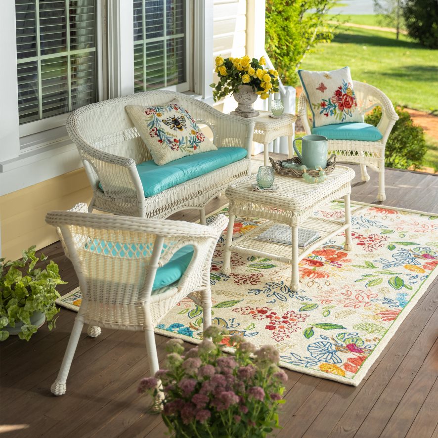 60H0821285 Plow & Hearth Tapis tapis en polypropylène champ de fleurs intérieur/extérieur articles ménagers